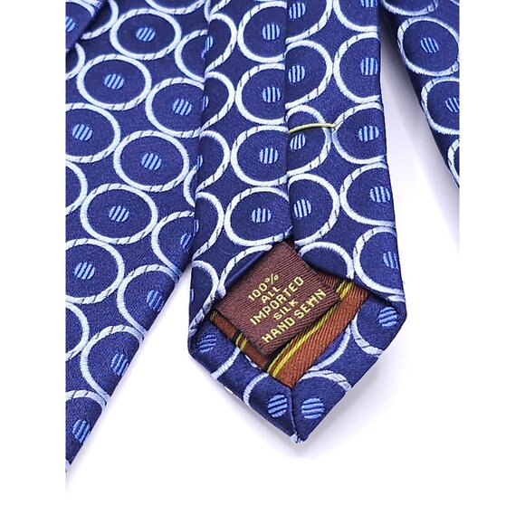BCBG Attitude Mens Silk Tie Blue & White Circle Pattern - Picture 5 of 14
